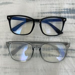 2 pairs blue block glasses